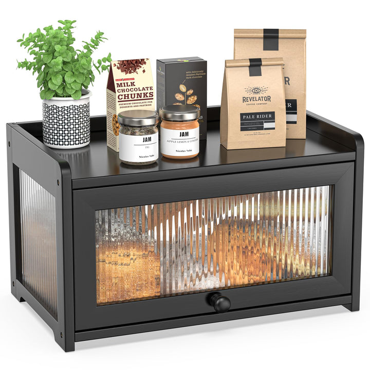 BAMBANG Bambus Brotkasten, Extragross Brotkästen Holz für Küchentheke, brotbox küche zur Brotaufbewa