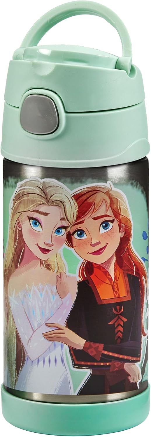 Thermos kids FUNTAINER STRAW BOTTLE DISNEY 0,35 l, Frozen II, Thermoflasche Kinder aus Edelstahl mit