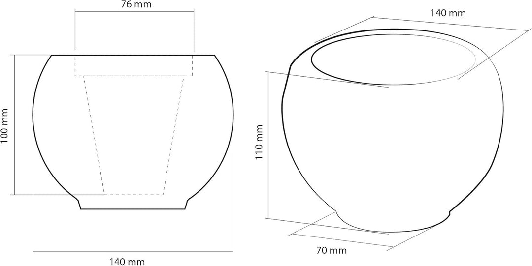 CONCRETTE Blumentopf Blumenkübel Zement-Pflanzkübel Übertopf aus Beton Bauble Optic Ø 7,6 cm | 17 Fa