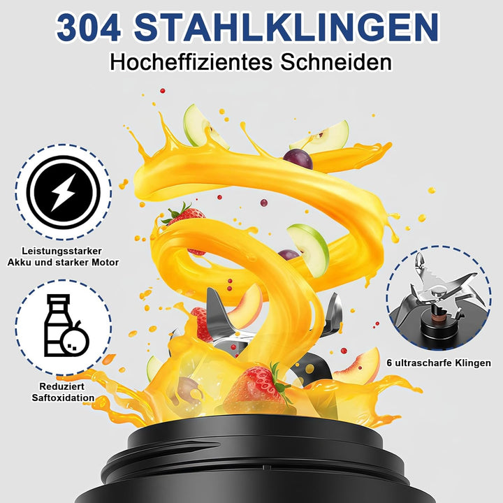 TopEsct tragbarer Mixer für Shakes und Smoothies,500 ml leistungsstarker kabelloser Mini-Mixer,wiede