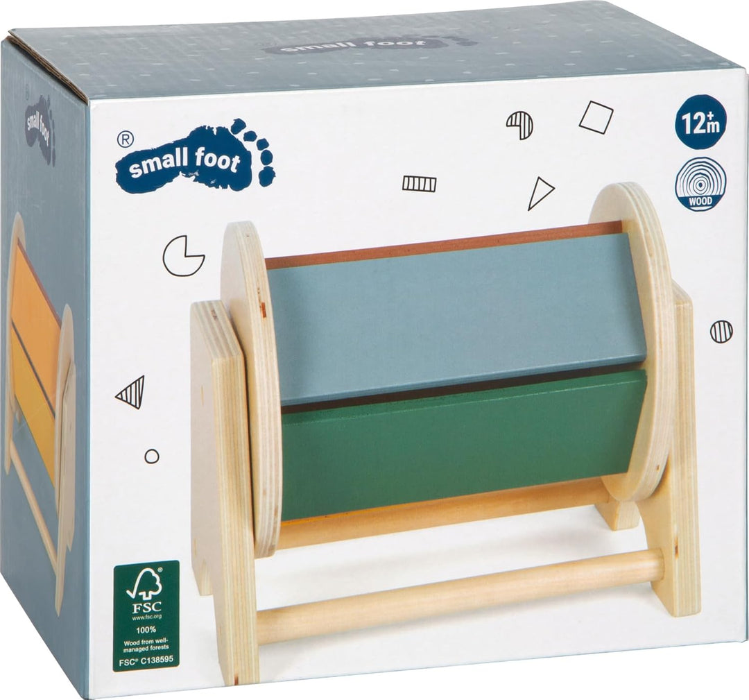 small Foot Montessori Drehtrommel aus FSC 100%-zertifiziertem Holz, Regenbogenrad mit 5 Farbflächen,