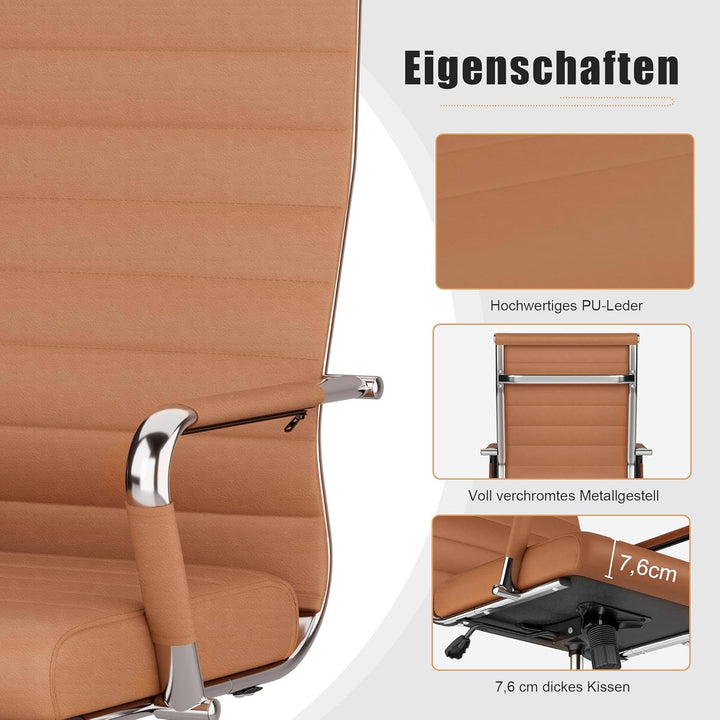 UEV Bürostuhl 150 kg belastbar mit Wippfunktion Ergonomisch Schreibtischstuhl mit Armlehne Drehstuhl