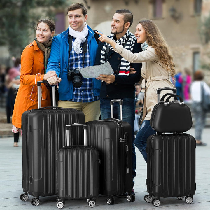LALAHO Kofferset 5 teilig, Reisekoffer Set mit Kosmetikkoffer, Hartschalen Koffer Set aus ABS, Gepäc