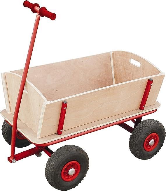 Izzy Bollerwagen Holz Kinder Luftreifen 100kg für alle Gelände Geeignet (Holzbollerwagen mit Pannens