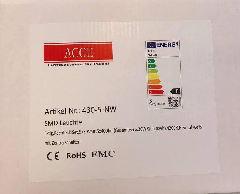 ACCE Super dünn und Aluminiumkörper LED Unterbauleuchte Küchen Möbel Leuchte Neutralweiss inkl Konve