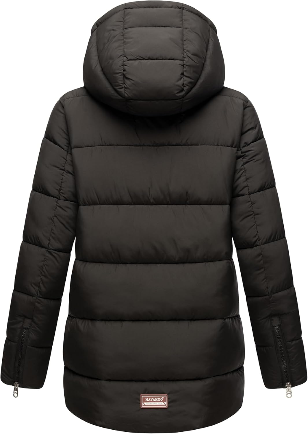 Navahoo Damen Kurze Winterjacke Steppjacke warm mit Abnehmbarer Kapuze Wattewölkchen XS-XXL S Schwar