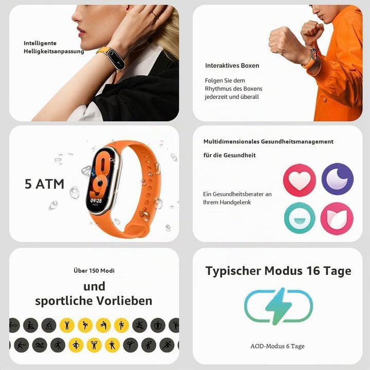 Xiaomi Smart Band 8 Fitness Tracker, 1.62 Inch AMOLED Display, 16 Days Battery Life, 5ATM, SpO2 Trac