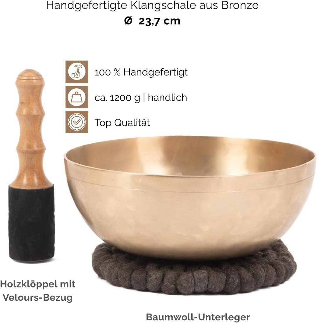 Bodhi ESSENCE Klangschale SOLAR Ø 23,7 cm | Handgefertigte Singing Bowl aus Indien | Klangschale ink