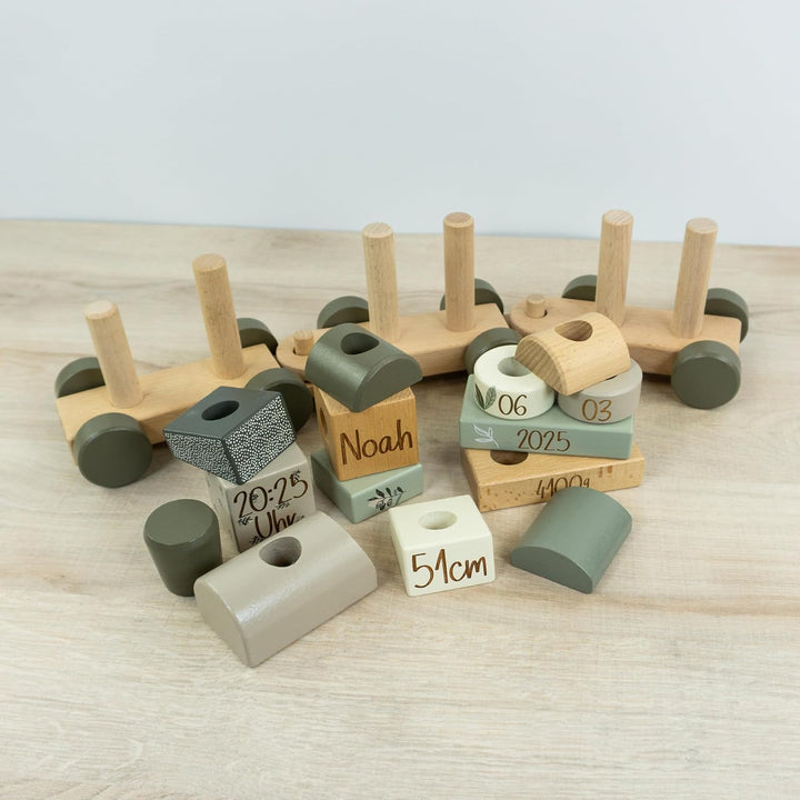 Personalisierter Holz Zug mit Gravur – Geschenk zur Geburt & Taufe – Babyspielzeug & Kinderzimmer De