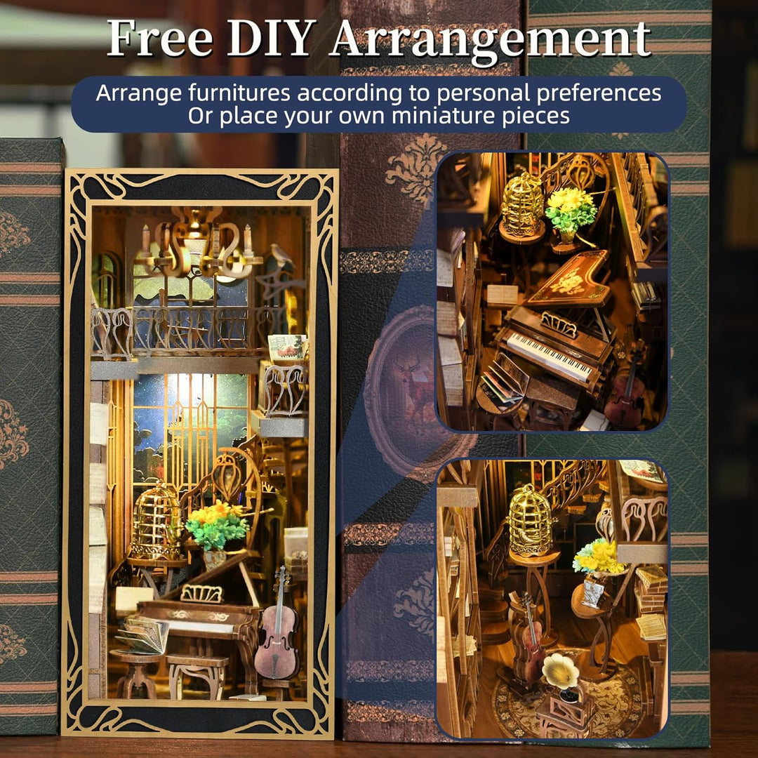 MiniCity Book Nook Kit mit Staubschutzhülle, DIY Puppenhäuser Miniatur Haus Kit, Booknook Häuser Mod