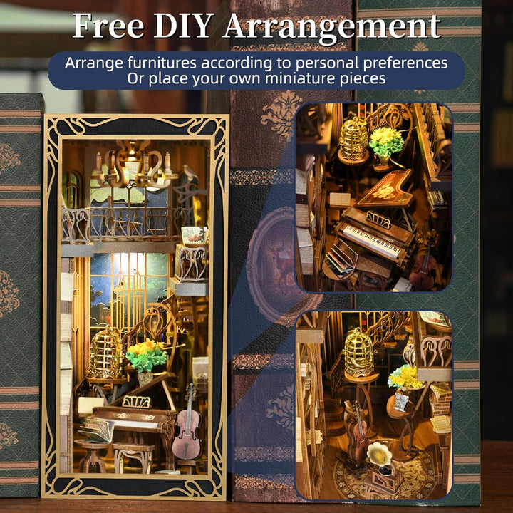 MiniCity Book Nook Kit mit Staubschutzhülle, DIY Puppenhäuser Miniatur Haus Kit, Booknook Häuser Mod
