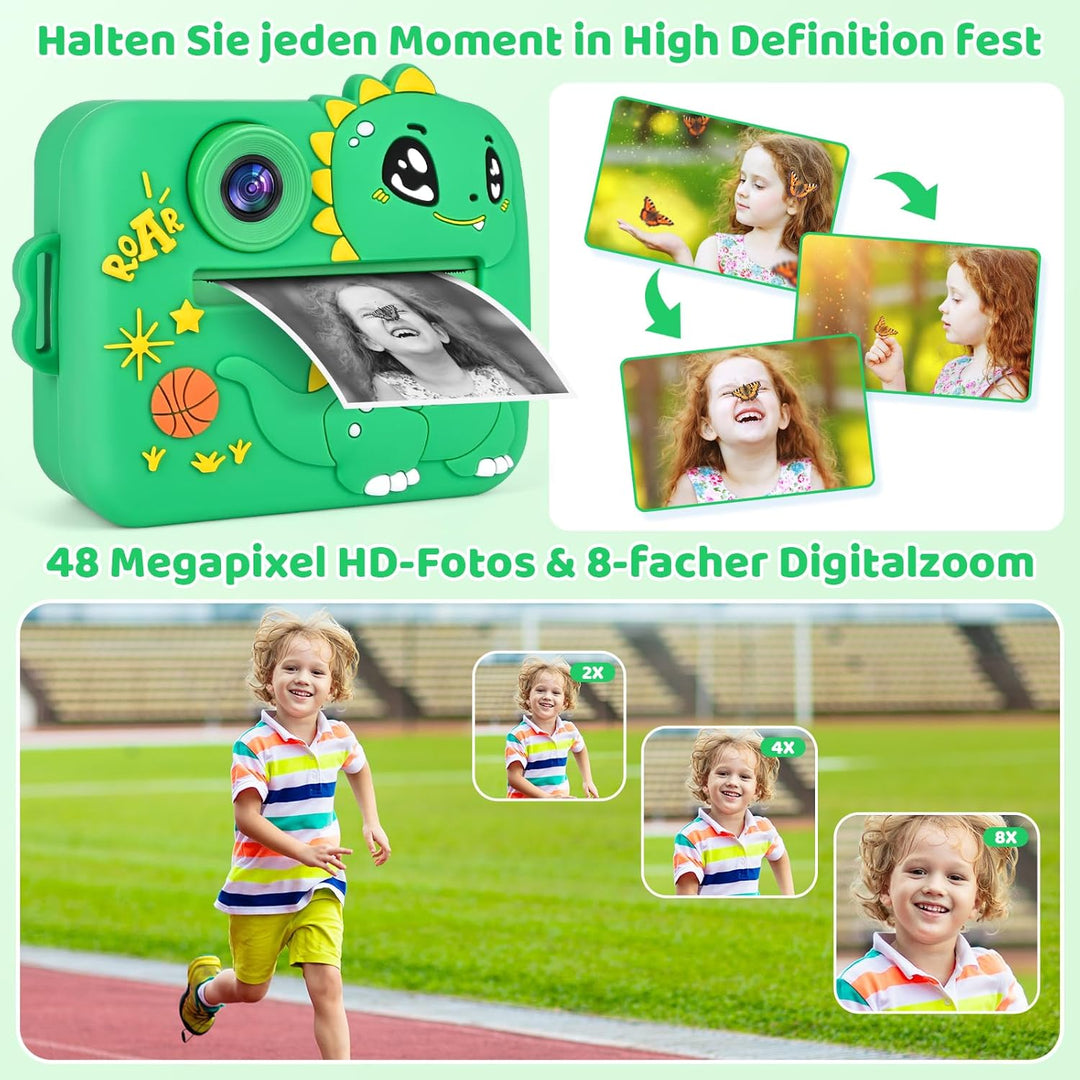 Kinderkamera Sofortbildkamera,Digitalkamera für Kinder mit Druckpapier 32G TF Karte, 2,4 Zoll Bildsc