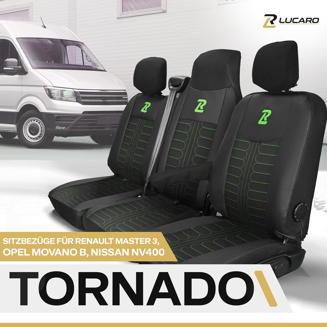 LUCARO Sitzbezüge Auto Renault Master 3, Opel Movano B, Nissan NV400 - Geteilte Rückenlehne und Sitz