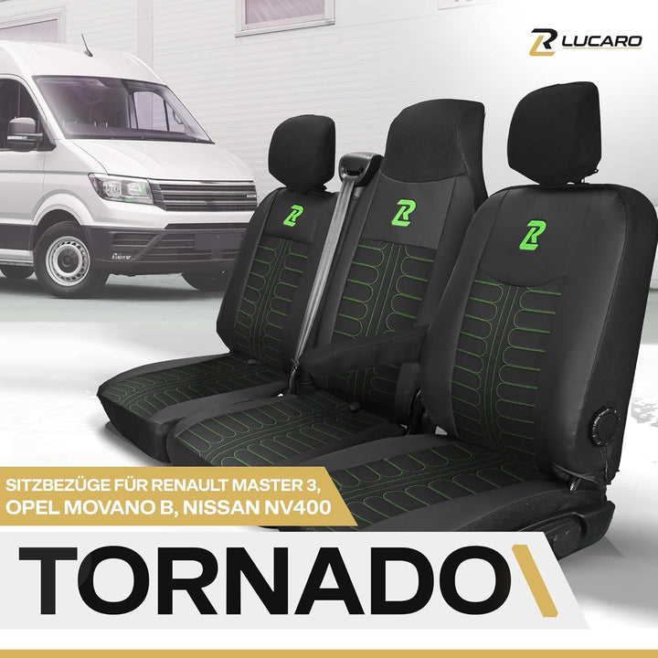 LUCARO Sitzbezüge Auto Renault Master 3, Opel Movano B, Nissan NV400 - Geteilte Rückenlehne und Sitz