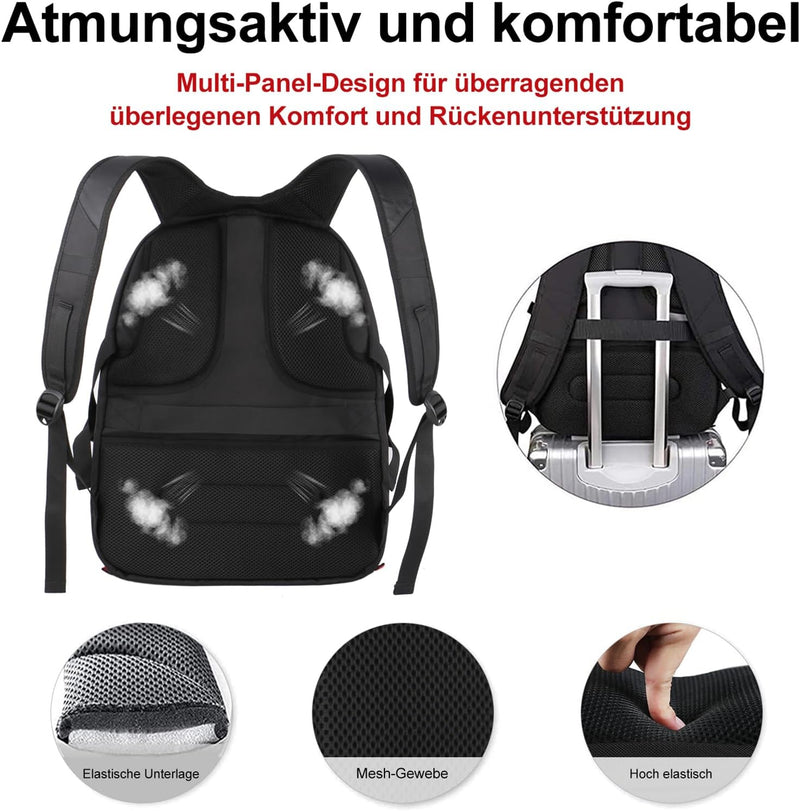 MATEIN Gross Laptop Rucksack Herren, 17 Zoll Arbeit Wasserdicht Backpack, Laptoptasche Reisen mit US