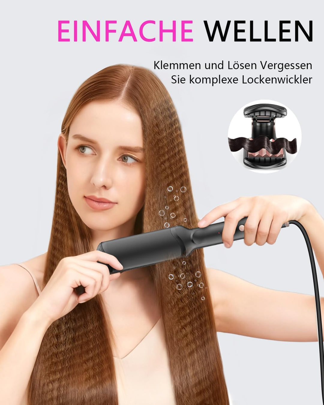 Welleneisen für Beach Waves, 4 in 1 Haarglätter Kreppeisen Multistyler Keramik Glätteisen und Wellei