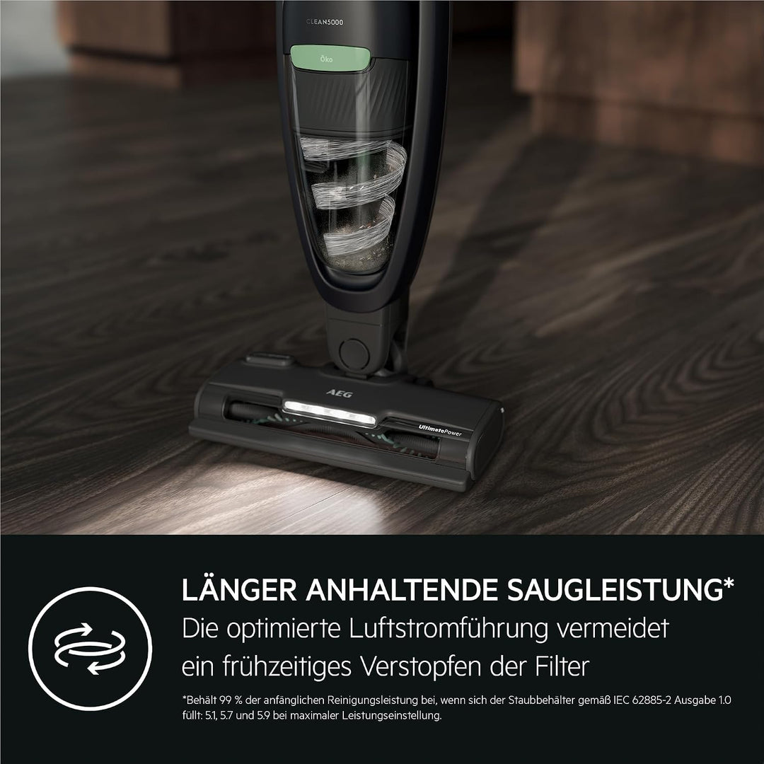 AEG CLEAN 5000 Cordless Cleaner 2in1 ÖKO Akku-Staubsauger kabellos/Akku-Laufzeit: bis zu 50 Min. / F