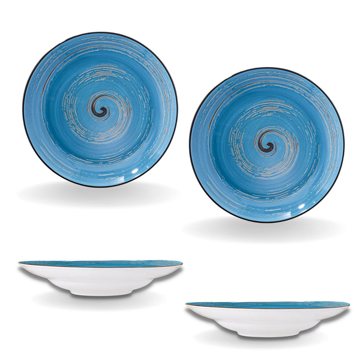 Wilmax | SPIRAL tiefe Teller - 2 Stück | Elegant | Modern | Langlebig | Sicher | Glasiertes Porzella