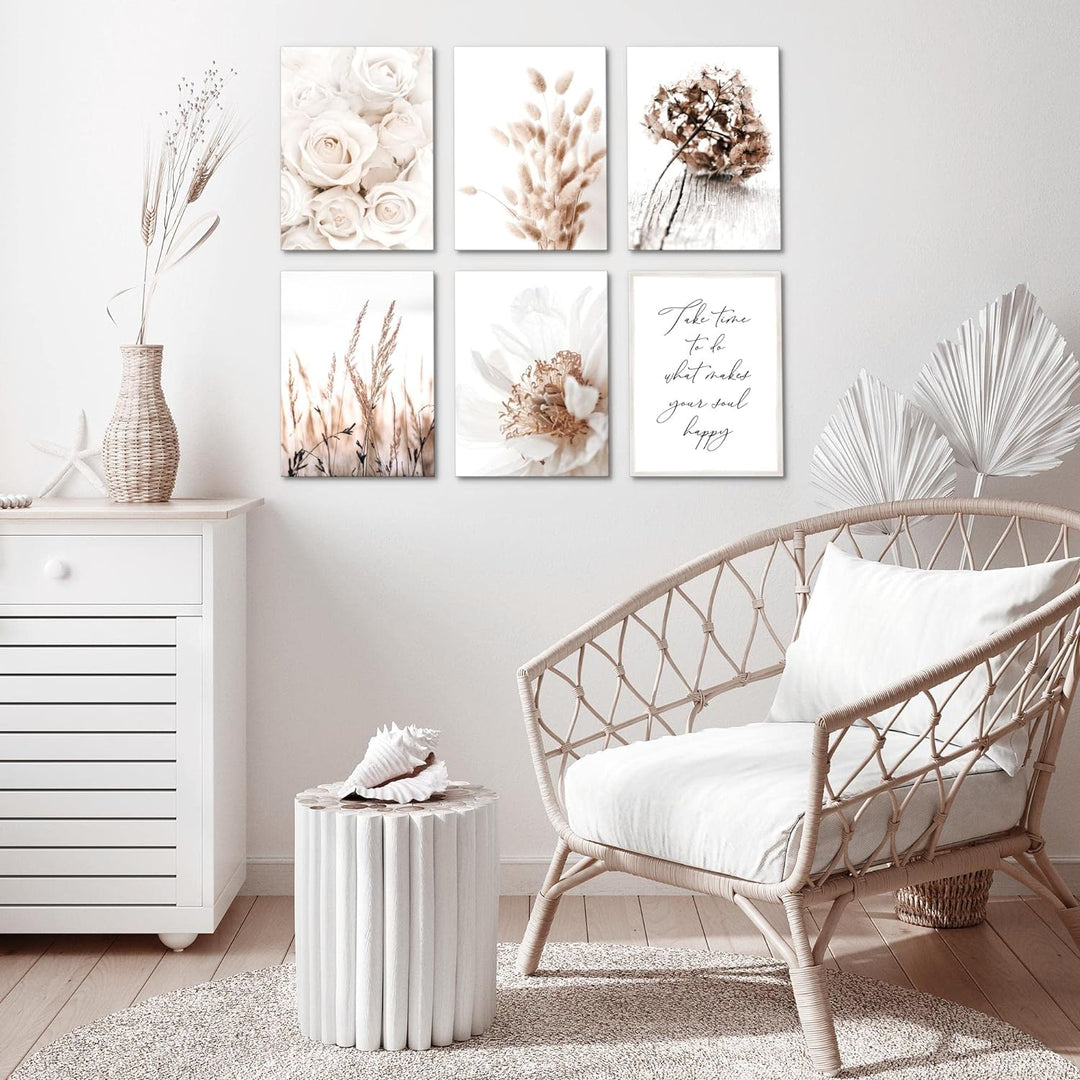 Novart Set Wandbilder - KEIN EXTRA RAHMEN BENÖTIGT - Wohnzimmer Schlafzimmer - Bilder Modern Boho Bl