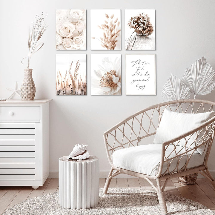 Novart Set Wandbilder - KEIN EXTRA RAHMEN BENÖTIGT - Wohnzimmer Schlafzimmer - Bilder Modern Boho Bl