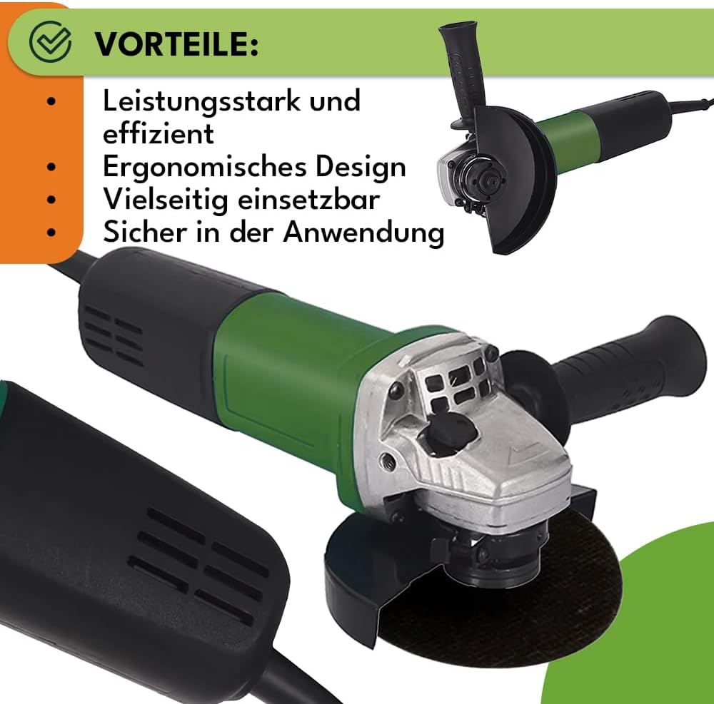 KRUMAD Winkelschleifer 950W – Scheiben-Ø 125mm – Leistungsstarke Schleifmaschine mit 3.000-11.000 U/