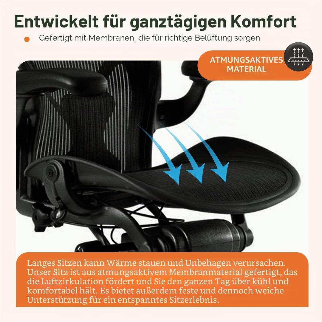 FOAMON Ersatzsitz für Herman Miller Classic Aeron Grösse B Medium (schwarzes Netz)