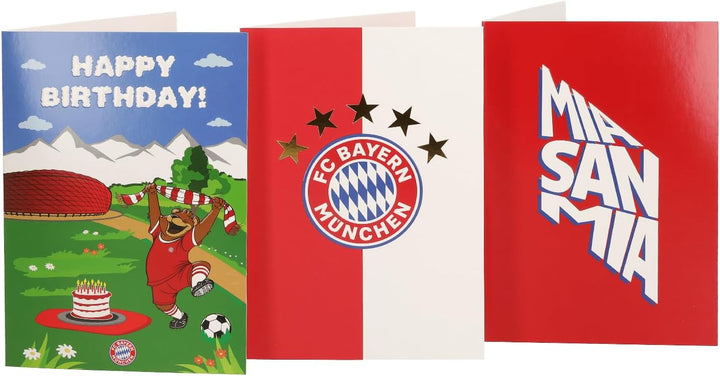 FC Bayern München Geschenkset 6-teilig I Geschenkpapier, Grusskarten & Geschenkband Einheitsgrösse,