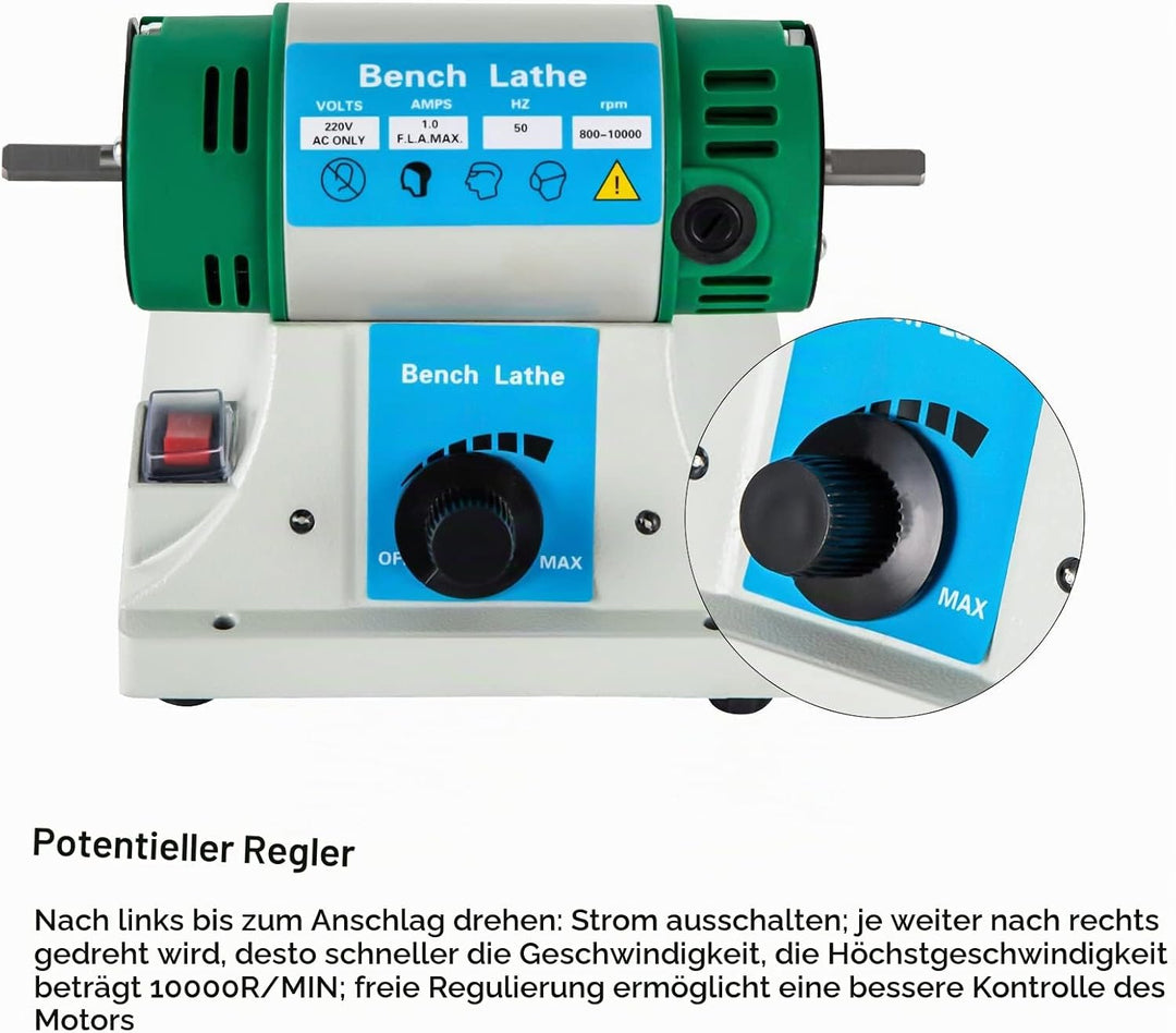 Poliermaschine für Schmuck, 220V 320W Poliermaschine Set, Einstellbare Polier- und Poliermaschine, D