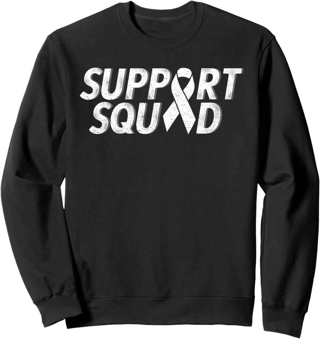 Support squad white ribbon lung cancer awareness Sweatshirt