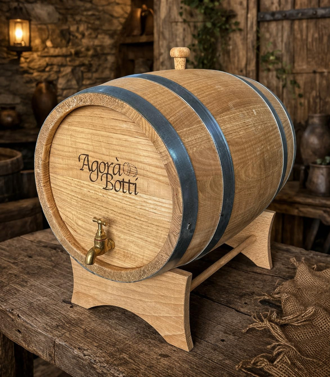 15 Liter Kastanienfass mit Messinghahn - Neue Produktion