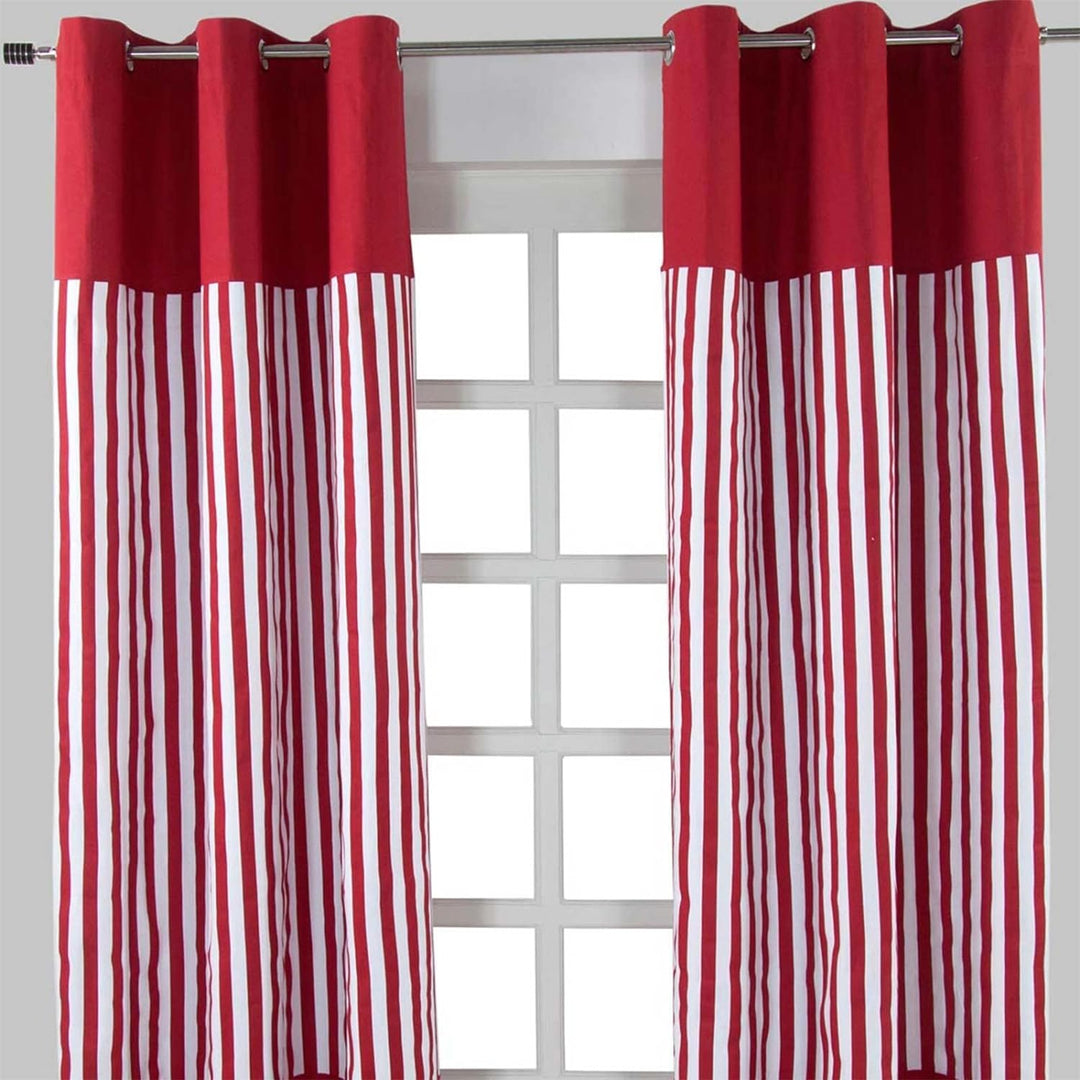 Homescapes dekorativer Vorhang Ösenvorhang Dekoschal Thick Stripes im 2er Set, rot weiss, 117 x 137