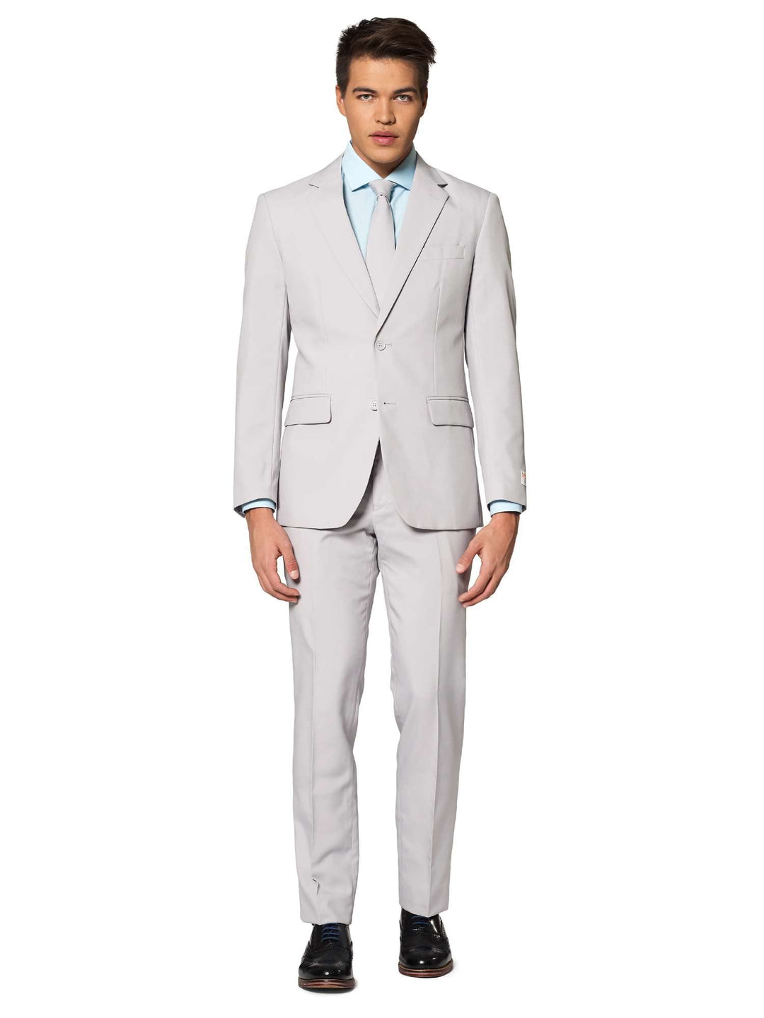 OppoSuits Modisch Party Einfarbige Anzüge für Herren - Mit Jackett, Hose und Krawatte 50 Groovy Grey