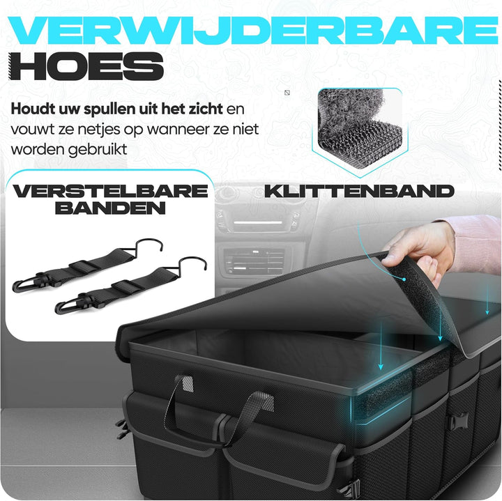 FORTEM Kofferraum Organizer, Kofferraumtasche, Zusammenklappbarer Auto Organizer Kofferraum mit Fäch