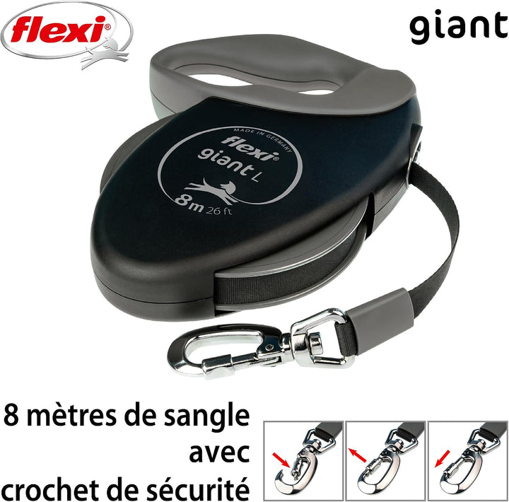 Flexi, Giant Plus 8 m ausziehbare Hundeleine, Starke und robuste Hunde bis zu 50 kg, neonfarbenes Ba
