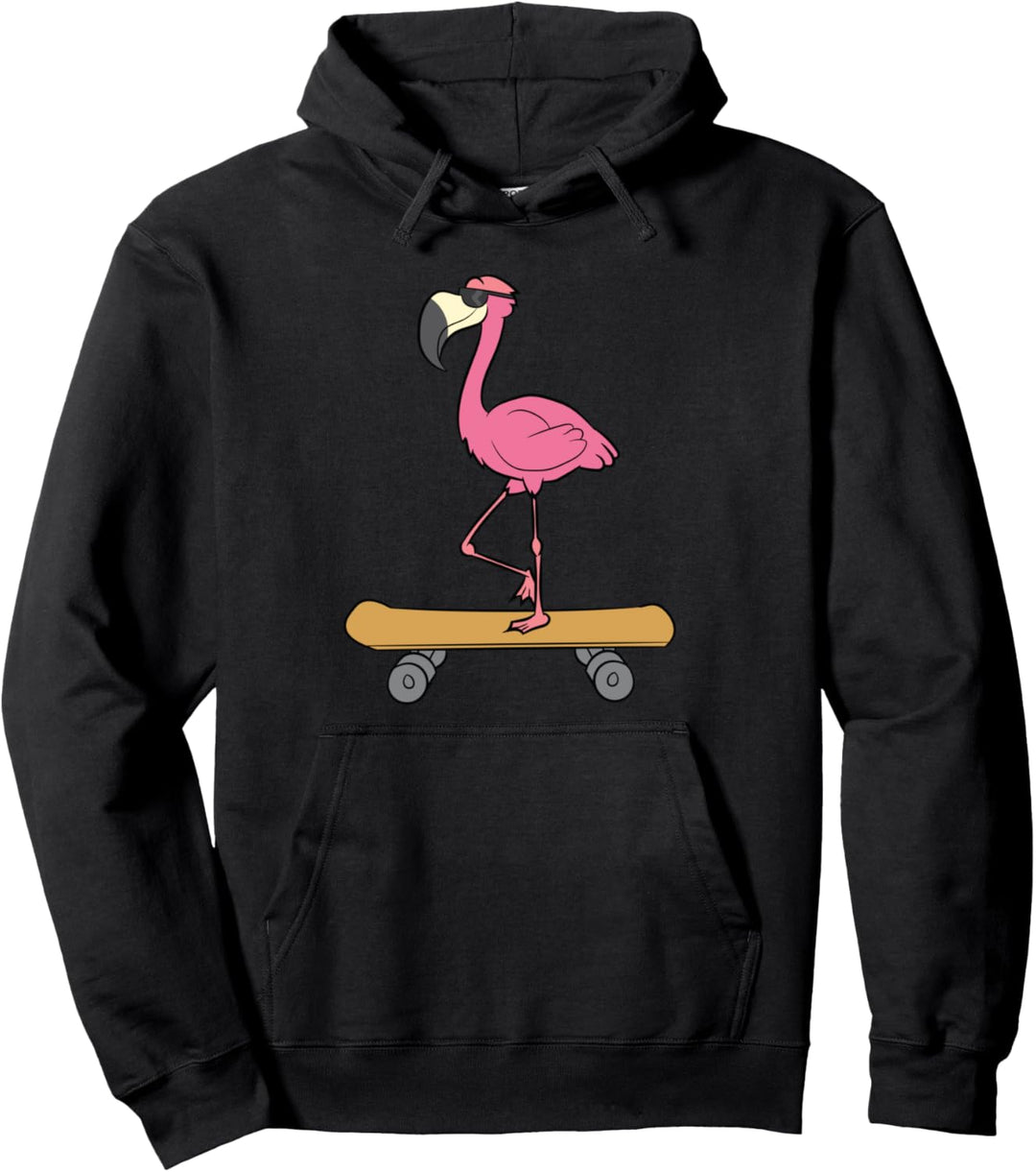 Flamingo Lustiger Skateboarden Flamingo Skateboarder Pullover Hoodie