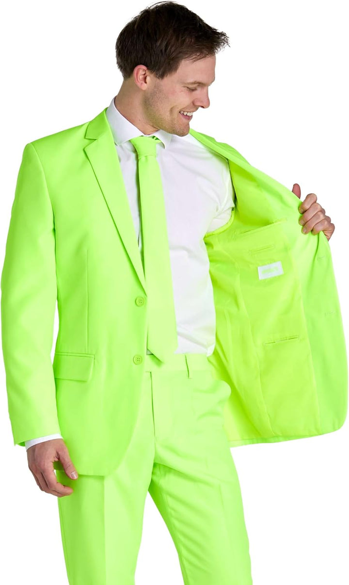 OppoSuits Herren Opposuits Halloween Suit For Men in Creepy And Stylish Print Anzug 48 Neon Lucky Li