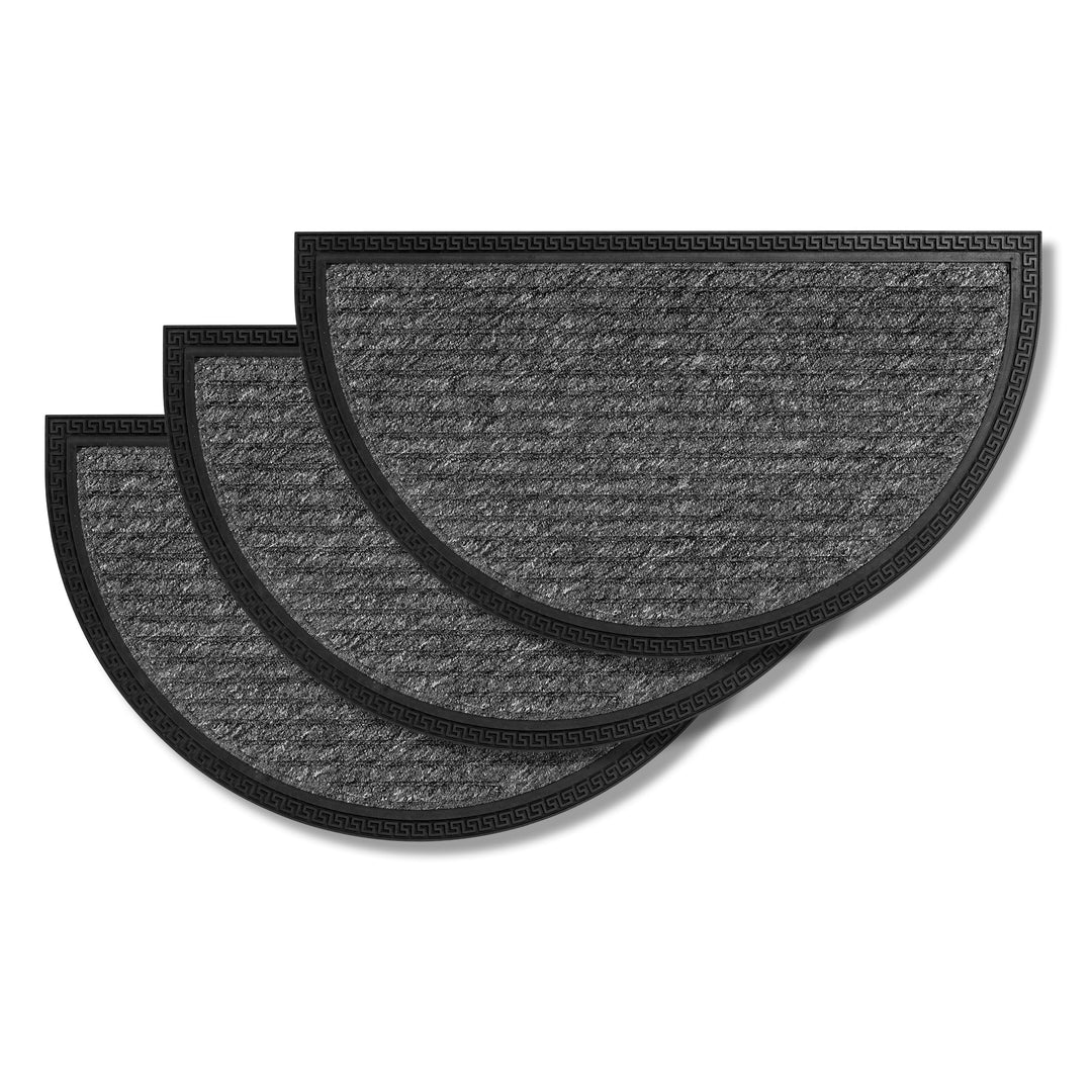 Astra Fussmatte Aussen & Innen - 3er Set 40x70 cm halbrund Grau Linien - Türmatte rutschfest - Schmu