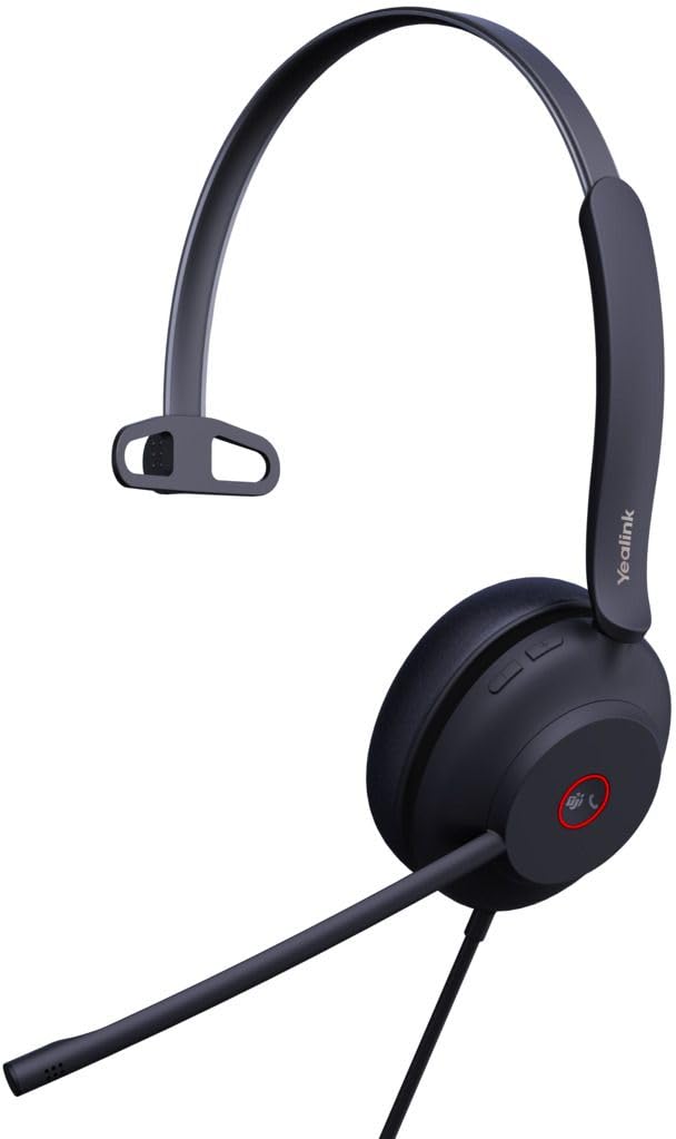 Yealink UH37 USB-Mono-Headset mit Geräuschunterdrückung, kabelgebundenes Headset für PC-Laptop, Team