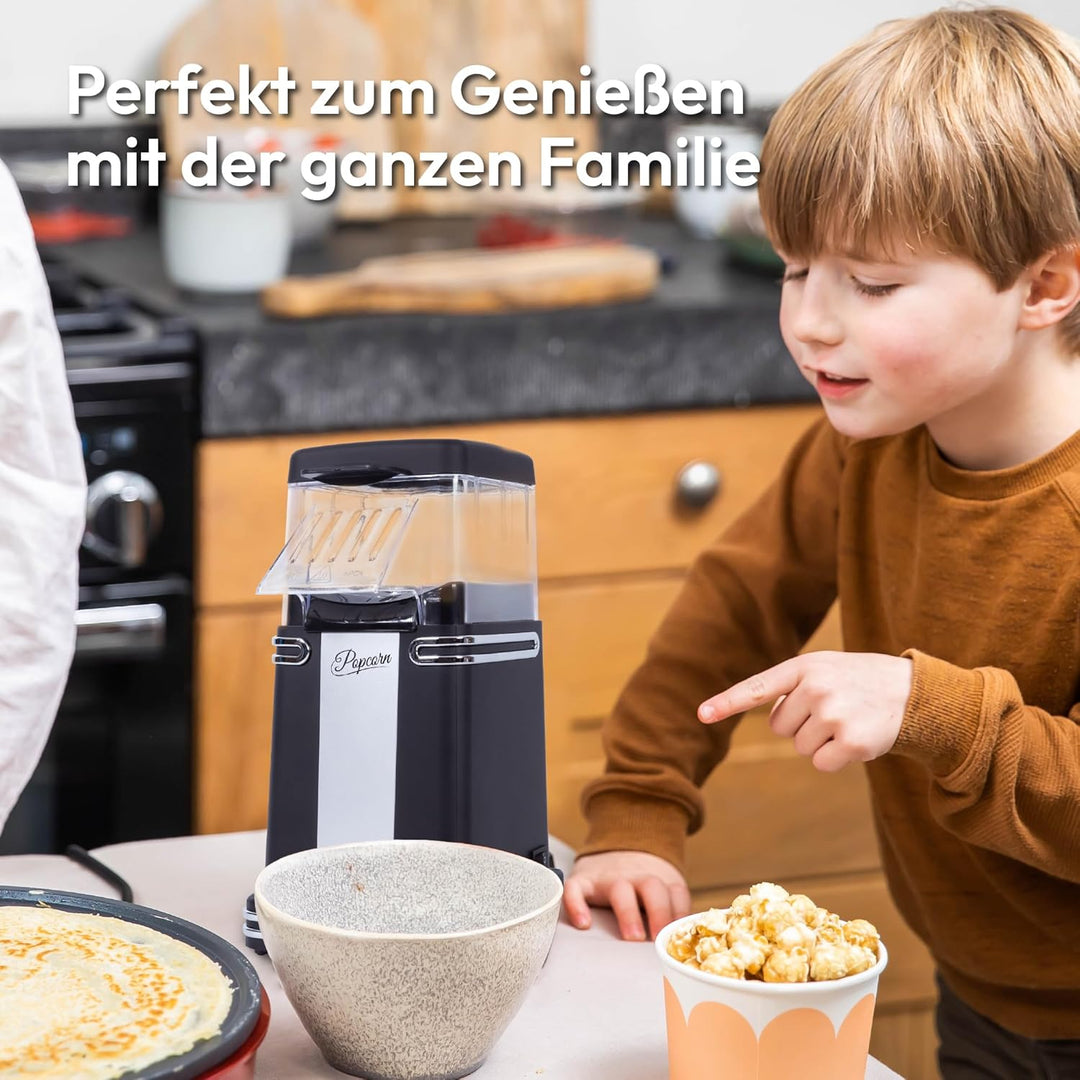 Gadgy Popcornmaschine Heissluft - Retro Popcorn Maker - Popcorn Maschine für Fettfreies Ölfreies Pop