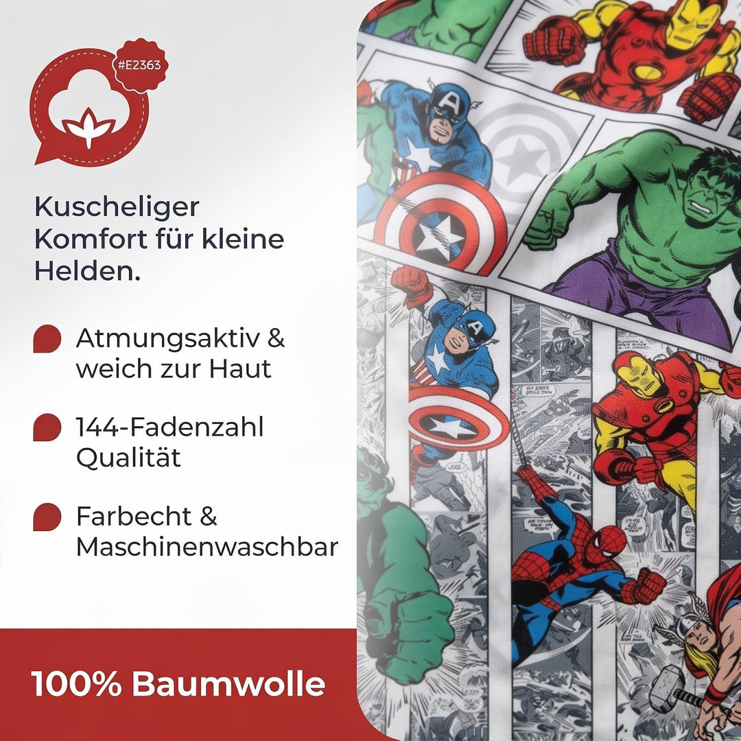Jay Franco Marvel Comics Comic Cool 100% Baumwolle Kinderbettwäsche-Set 135x200 cm Einzelbettgrösse