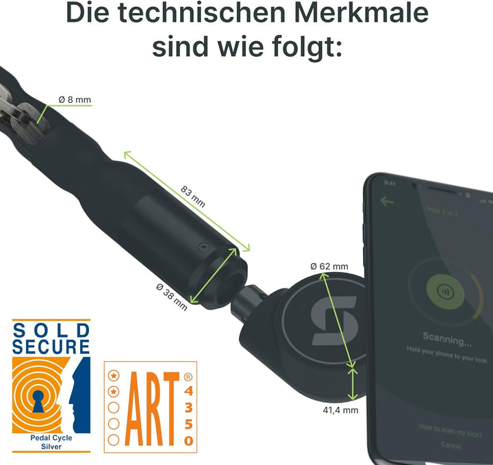 SEREA BOLD, smart lock, Fahrradschloss, Schlüssellos & Batterielos, hohe Sicherheit, Zuverlässig (bl