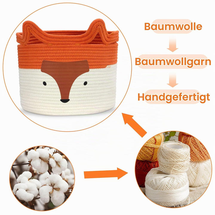 Aufbewahrungskorb Kinder aus Baumwolle für Spielzeug und Wäsche, Wäschekorb und Spielzeugkorb in ein
