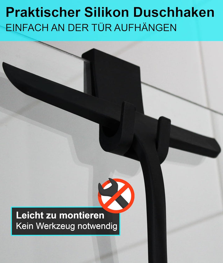 Duschabzieher schwarz, BLUMBACH® Abzieher Dusche mit Halterung 28 cm breit, Fensterabzieher Silikon