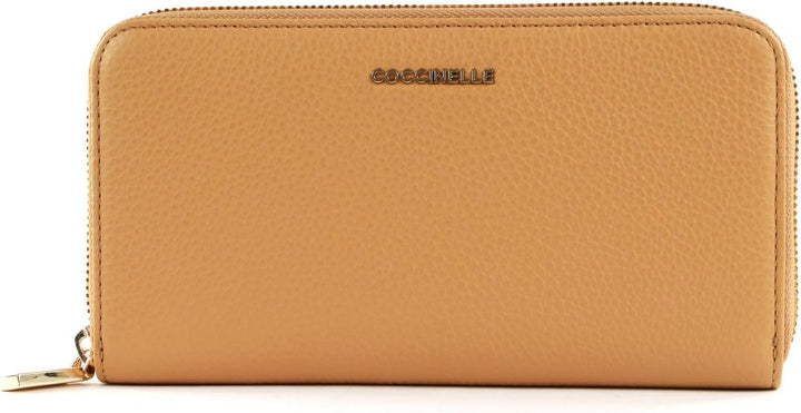 Coccinelle Metallic Soft Zip Around Wallet Warm Beige