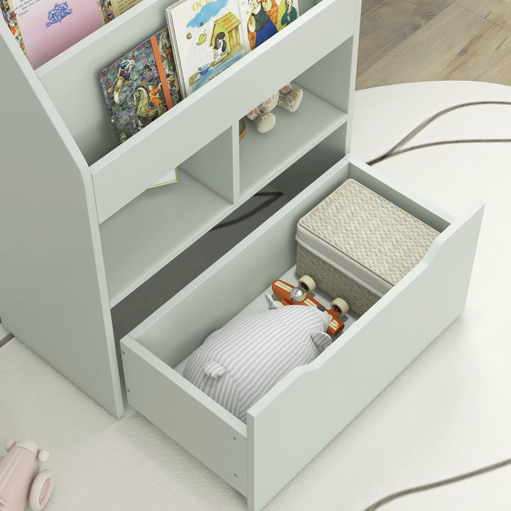 HOMCOM Kinder Bücherregal Kinderregal mit Schublade, 3 Ablagefächern und 2 offenen Fächern, Aufbewah