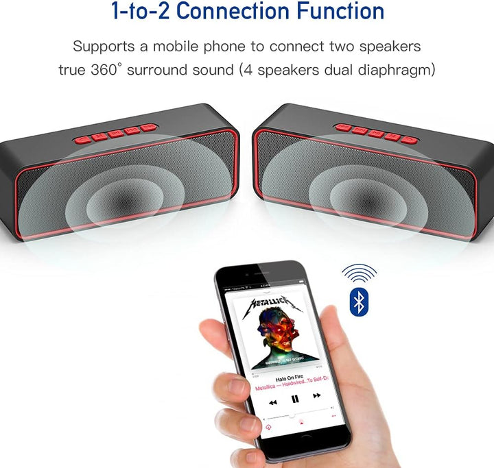 SONKIR Wireless Bluetooth Lautsprecher, Tragbarer Bluetooth 5.0 Lautsprecher mit Dual-Treiber Bass,