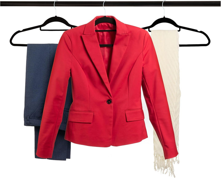 OGIVO Samt Kleiderbügel - 50er Set - rutschfest Bügel für Ihren Garderobe - kleine Stange für Krawat