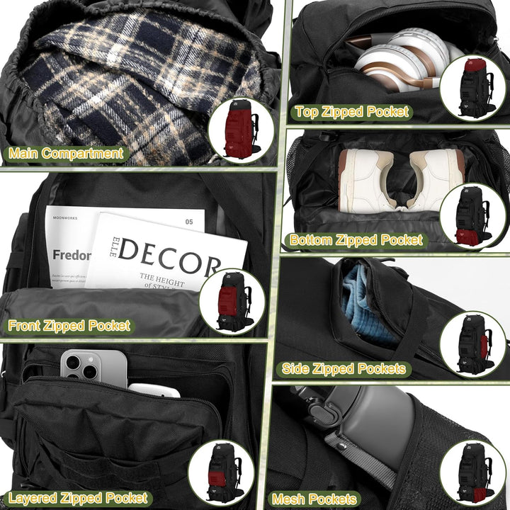 Wanderrucksack 100L, Herren Damen Wasserdichter Trekkingrucksack Reiserucksack Outdoor Wandern Rucks