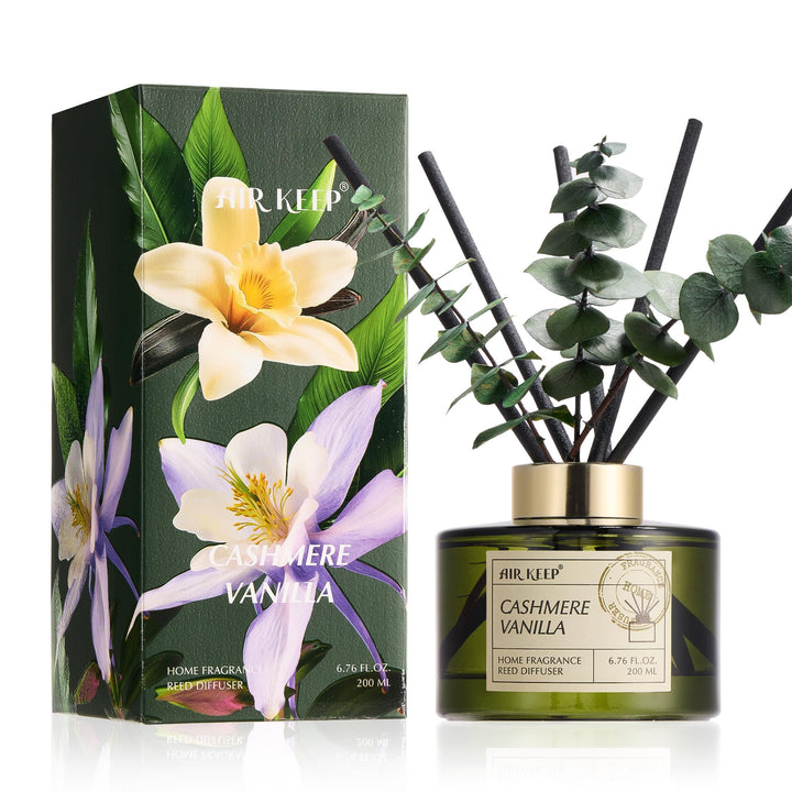 Airkeep Raumduft 200ml –Cashmere Vanilla– Langanhaltend Duft, Lufterfrischer für Zuhause, Deko für B