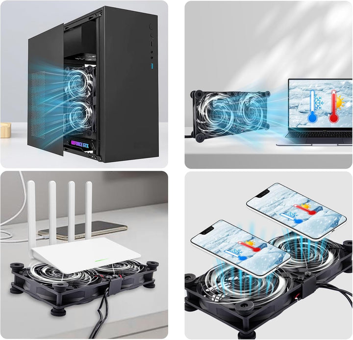 NewHail 2 in 1 Leiser Dual Router Lüfter kühler 120 mm mit 3 Grad Geschwindigkeitsregler (L/M/H), DC